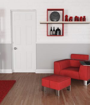 3D render of a modern lounge interior